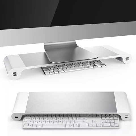 Besegad métal en alliage d'aluminium support pour moniteur espace Bar Dock bureau Riser avec 4 ports usb pour iMac MacBook ordinateur portable Gadgets ► Photo 1/6