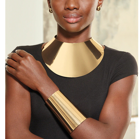 Liffly africain grand Chokers colliers pour femmes déclaration métal géométrique collier collier Bracelet indien fête bijoux ensembles ► Photo 1/6