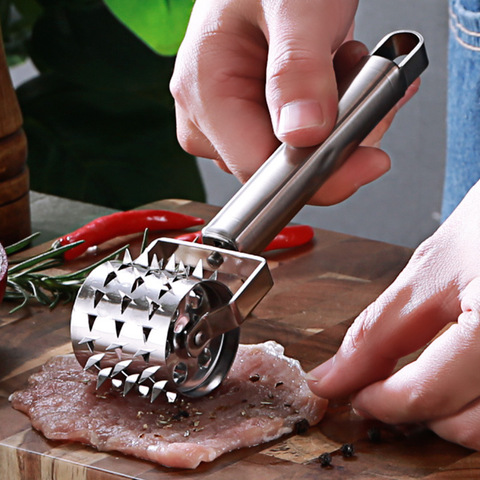 Marteau de viande de rouleau de hachoir de viande d'attendrisseur de viande d'acier inoxydable pour le Steak Roue à bifteck créative  Accessoires de cuisine  Hachoir à viande manuel  Robot culinaire ► Photo 1/6