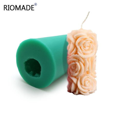 Moules 3D en Silicone pour bougies cylindriques en Rose, pâte polymère, Pudding gelée, Dessert, chocolat fait à la main, S0322HM ► Photo 1/3