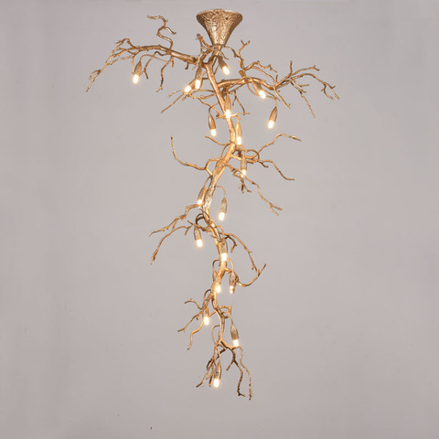 Phube-plafonnier avec Branches de cuivre, éclairage artistique, luminaire décoratif décoratif émaillé, grand format, luminaire d'intérieur, idéal pour des escaliers ► Photo 1/1