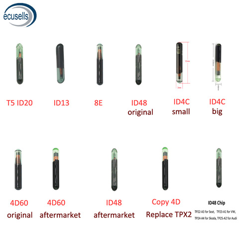 VENTE! ID48 ID4C 4D60 T5-ID20 ID13 8E puce en verre de clé de voiture transpondeur d'origine et de rechange ► Photo 1/1