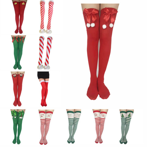 Chaussettes longues rayées pour filles, décorations de noël, chaussettes hautes à rayures pour les genoux, 2022 ► Photo 1/6