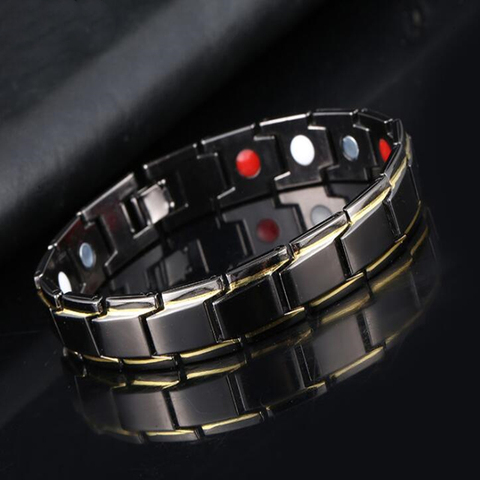 Bracelets en cuivre hématite magnétique Germanium santé Bracelets bracelet à breloques en acier inoxydable 316L pour hommes bijoux de soins de santé ► Photo 1/6