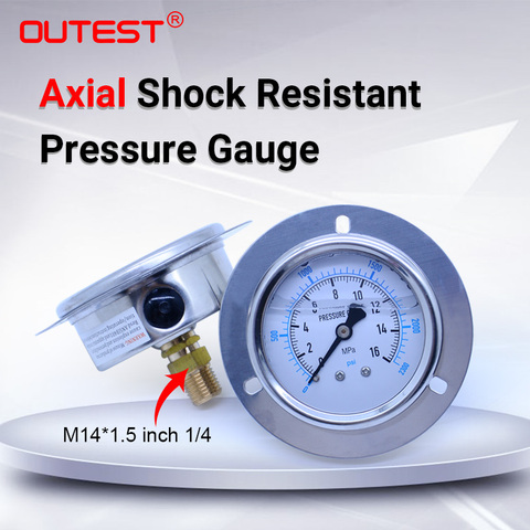 OUTEST-manomètre de pression hydraulique, manomètre à Air, huile et eau, manomètre Axial en acier inoxydable, G 1/4 13mm, large gamme au choix ► Photo 1/6