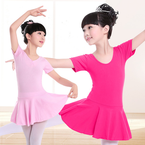 Enfants filles coton gymnastique justaucorps robe de Ballet enfants à manches courtes danse justaucorps Tutu Dancewear ballerine vêtements pour les filles ► Photo 1/6