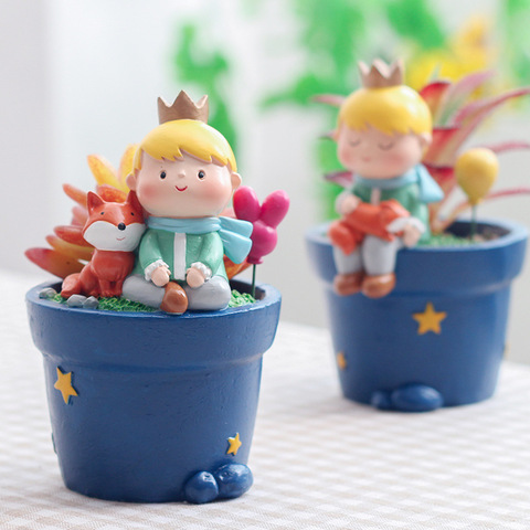 Pot de fleurs petit Prince, Pot de fleurs en queue de fée, jardinière de renard et de roses, plantes succulentes, Figurine animale, décoration de la maison ► Photo 1/6