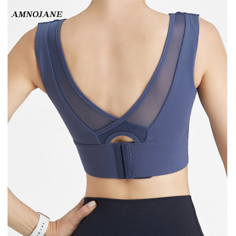 Maille Sport soutien-gorge larges bretelles haute impression soutien débardeur femmes gymnase réglable Sport Bras Yoga chemises pousser les hauts de culture ► Photo 1/6