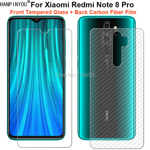 Pour Xiaomi Redmi Note 8 Note8 Pro 1 ensemble = Film en Fiber de carbone à dos souple + protecteur d'écran avant en verre trempé transparent Ultra mince ► Photo 1/1