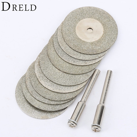 10 pièces 30mm diamant disques de coupe couper Mini diamant lame de scie avec 2 pièces reliant 3mm tige pour Dremel perceuse ajustement outil rotatif ► Photo 1/6