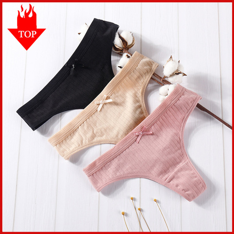 VDOGRIR-culotte en coton Sexy pour femmes, string avec nœud, culotte, taille basse, Lingerie, slip, Tangas, sous-vêtements sans couture ► Photo 1/6