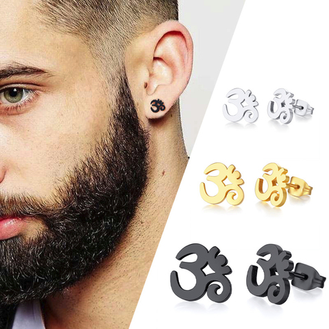 OM symbole AUM boucle d'oreille en acier inoxydable YOGA et méditation unisexe bijoux cadeaux pour les amateurs de YOGA ► Photo 1/6