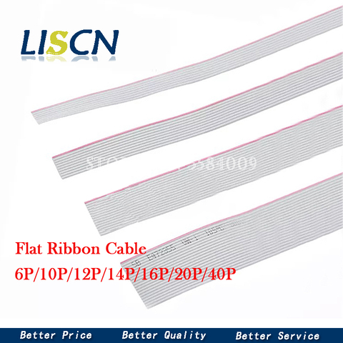 2 mètres 6P/10P/12P/14P/16P/20P/40P 1.27mm pas gris câble plat 6/8/10/16/20/40 broches 28AWG fil pour connecteur IDC FC 2.54MM ► Photo 1/2