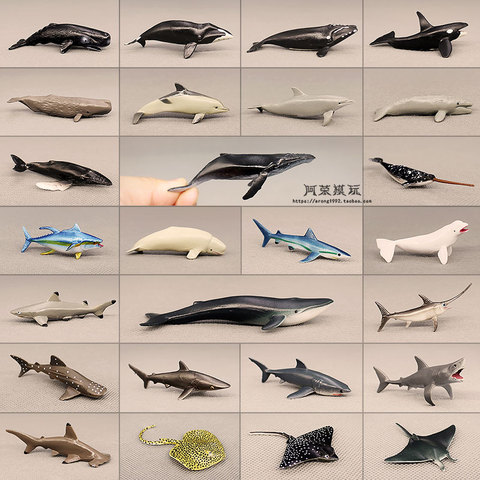 Sea World – Mini poissons, modèle grand requin blanc, baleine bleue, Beluga, dauphin, rayons Manta, océan, animaux miniatures, jouets pour enfants ► Photo 1/5