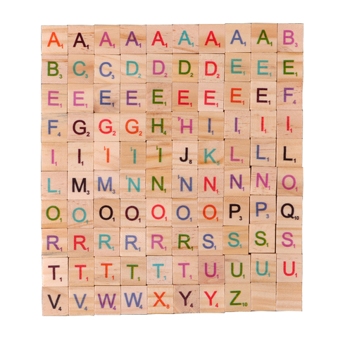 100 pièces bois Scrabble tuiles lettres Alphabet couleur chiffres numérique Puzzle en bois jouets pour enfants faveurs ► Photo 1/4