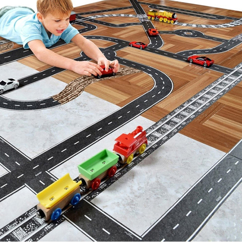 Autocollants Washi bande de circulation pour enfants, mignon Kawaii bande de route voiture/Train/courbe autocollants papier nouveauté cadeaux bricolage jouets Puzzle ► Photo 1/6