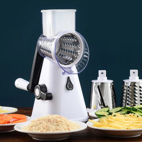 Nouveau 2022 3 en 1 légume Mandoline trancheuse Swift rotatif tambour râpe écrou déchiqueteuse légume Cutter éplucheur Spiralizer fromage Chopper ► Photo 1/6