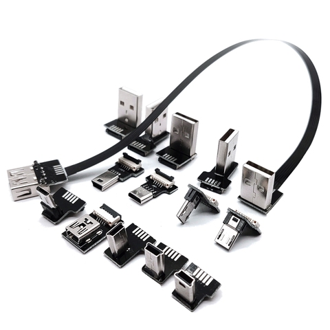 FPC – câble de données USB A mâle vers Micro USB 5 broches mâle, 90 degrés haut/bas/gauche/Angle droit, adaptateur de Charge 0.25M 0.5M 1M ► Photo 1/6