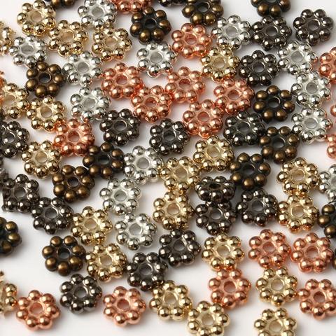 200 pcs/lot métal plaqué or roue fleur breloque perles entretoises en vrac pour la fabrication de bijoux bricolage Bracelet fournitures accessoires ► Photo 1/6