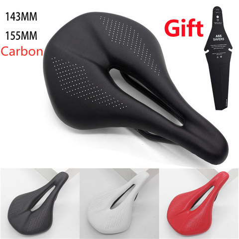 2022 nouveau Pu + fibre de carbone selle route vtt VTT selle de vélo pour homme cyclisme selle trail confort courses siège rouge blanc ► Photo 1/6