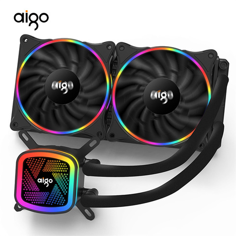 Aigo PC boîtier refroidisseur d'eau ventilateur CPU T120/240/360 ventilateur refroidisseur de processeur de refroidissement par eau 120mm ventilateur intégré radiateur pour LGA2011/AM4/115x ► Photo 1/6