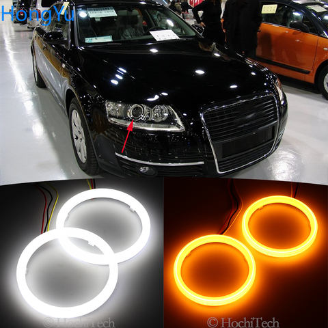 Clignotant en coton pour Audi A6 S6 RS6 2005 2006 2007 2008, anneaux Halo DRL LED ambre blanc oeil d'ange ► Photo 1/6