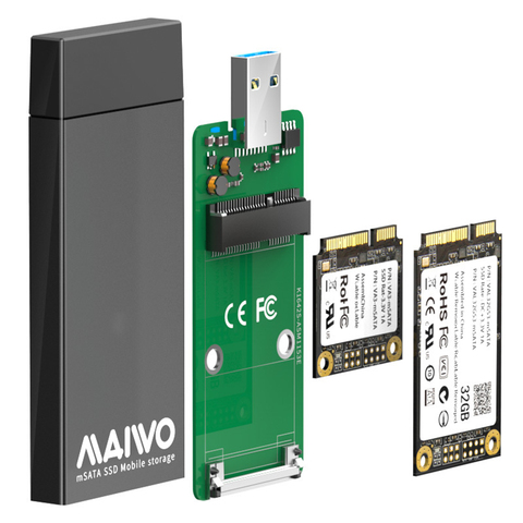 MAIWO K1642S 5gbps USB 3.0 vers mSATA SSD Boîte Portable En Alliage D'aluminium Boîtier SSD mSATA Enceintes Mobiles Soutien 1 to w/Indicateur ► Photo 1/6