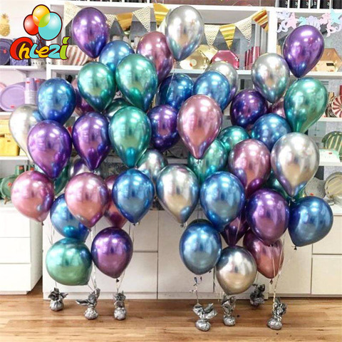 Ballons métalliques en Latex, 100 pièces, 5/10/12 pouces, or, argent, Chrome, décorations de mariage, fournitures de fête d'anniversaire ► Photo 1/6