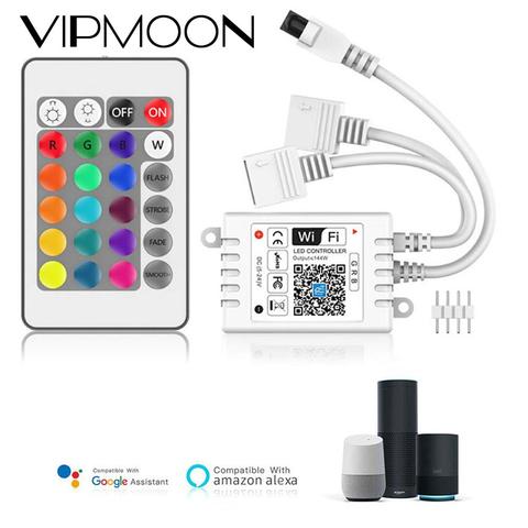 Maison magique 5-24V Wifi LED RGB contrôleur avec télécommande IR 24 clés, sortie 2 voies, bandes lumineuses, application, lampes intelligentes ► Photo 1/6