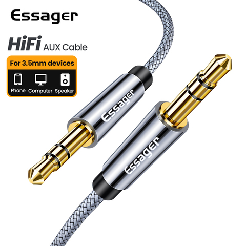 Essager 3.5mm Jack Aux câble 3.5mm mâle à mâle Audio câble haut-parleur ligne Aux fil cordon pour Samsung Xiaomi MP3/4 casque voiture ► Photo 1/6