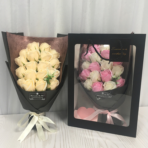 Savon artificiel, 18 pièces, parfum créatif, fleurs, Bouquet de roses, Simulation, pour un cadeau d'anniversaire, pour la saint-valentin ► Photo 1/6