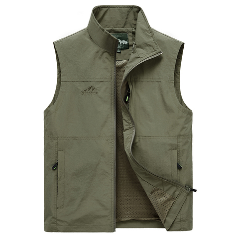 Gilet d'été sans manches pour homme, veste multipoches, respirante, pour la pêche en plein air, la photographie, vêtements de voyage, 7XL ► Photo 1/6