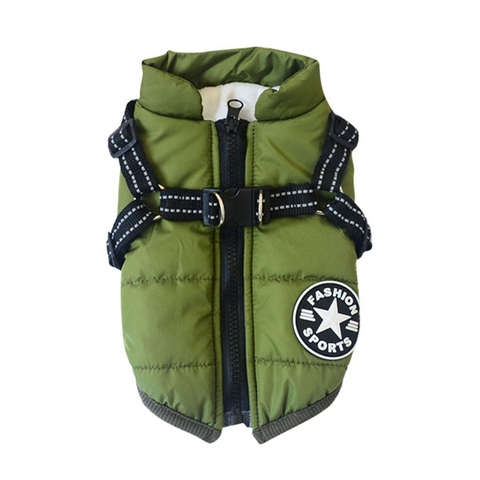 Animal de compagnie chien hiver gilet manteau pour petits chiens moyens chiot chaud doudoune sans manches rembourré gilet avec harnais poitrine sangle ► Photo 1/6