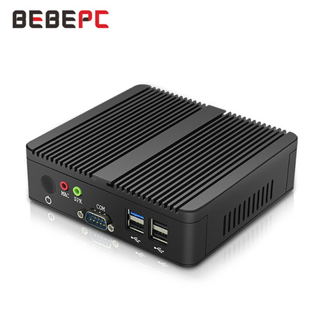 BEBEPC Mini PC sans ventilateur industriel Celeron N2830 J1900 N2815 double LAN & COM Gigabit Windows 10 Linux Mini ordinateur HD WIFI HTPC ► Photo 1/6