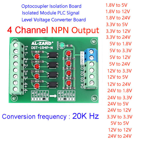 Panneau d'isolation optocoupleur, convertisseur de tension, Module isolé, PLC, carte de niveau de Signal, sortie NPN AL-ZARD V 1.8V 5V 12V 24V, 3.3 ► Photo 1/6