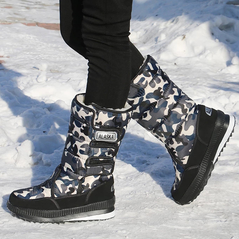 Nouveau hommes bottines imperméable hommes bottes de neige hiver en plein air fourrure chaud Mans Boot mode travail chaussures hommes chaussures unisexe taille 36-46 ► Photo 1/6