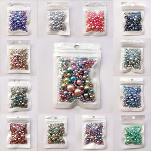 Mélange de perles colorées avec trou, taille 3 à 12mm, 250 pièces, perles rondes en acrylique, en Imitation, bricolage, pour fabrication et accessoires de bijoux ► Photo 1/6