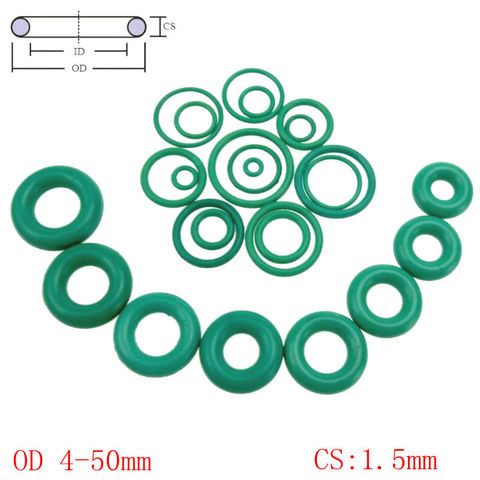 Joint d'étanchéité d'huile en caoutchouc de Fluorine vert FKM CS 1.5mm, OD 4-50mm ► Photo 1/4