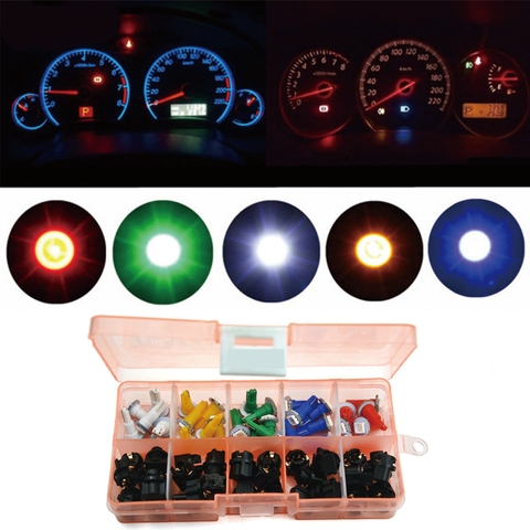 Ensemble de 30 jeux de panneaux d'instruments pour voiture automobile PC74 T5 LED, panneau d'instrumentation hélicoïdal, culot de tableau de bord mélange de lumière, ampoules vertes, rouges, bleues, blanches, jaunes ► Photo 1/6