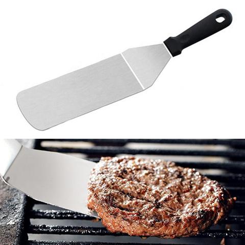 Pelle à Steak avec manche en acier inoxydable, spatule à fuite, pelle à Pizza, outil de BBQ en plein air ► Photo 1/6