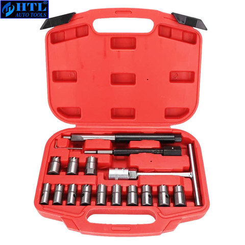 Injecteur dissolvant 17 pièces Diesel injecteur siège et nettoyant carbone décapant siège outils fraise fraise ensemble universel voiture outil Kit ► Photo 1/6