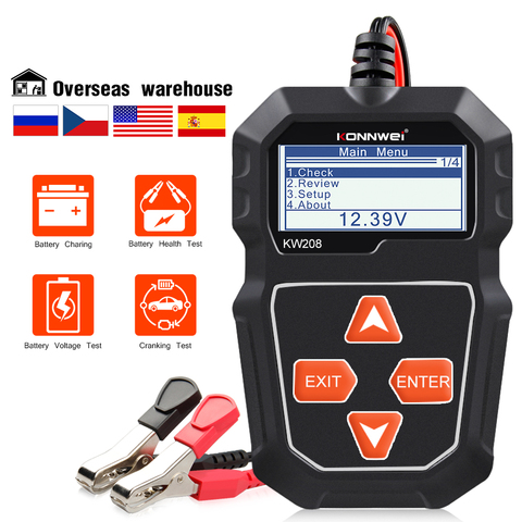 KONNWEI – testeur de batterie de voiture numérique, outil de Test du système de charge de manivelle, 12V, 100-2000cca, KW208 ► Photo 1/6