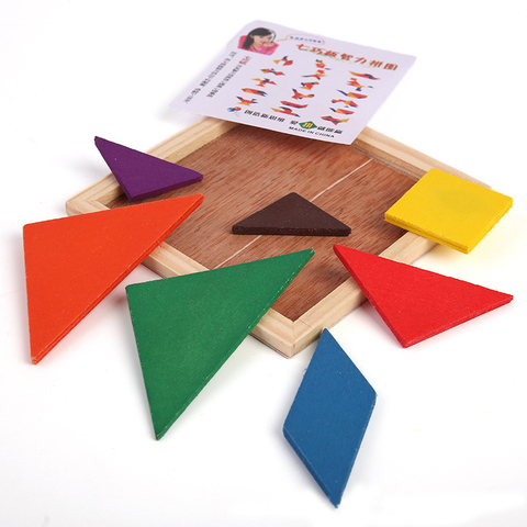 Jeu de Puzzle en bois coloré Tangram 3D, jouets éducatifs Montessori pour enfants, jeu de développement et d'apprentissage ► Photo 1/6