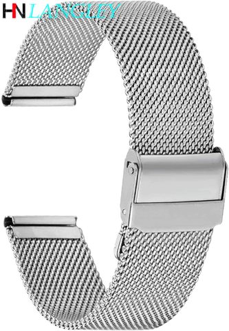 Bracelet de montre milanais en acier inoxydable, largeur 12mm 13mm 14mm 16mm 17mm 18mm 19mm 20mm 22mm avec broche à outil ► Photo 1/6