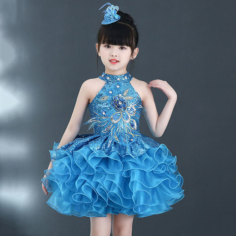 Robe de soirée de mariage perlée pour enfants, couches supérieures, taille 2 à 10, robes de bal pour petites filles, Mini Cupcakes à col bateau, robe de concours pour enfants ► Photo 1/6