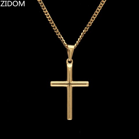 Colliers avec pendentif croix en acier inoxydable, couleur or, style hip-hop/Rock, vintage, bijoux pour hommes, cadeaux, livraison directe ► Photo 1/3