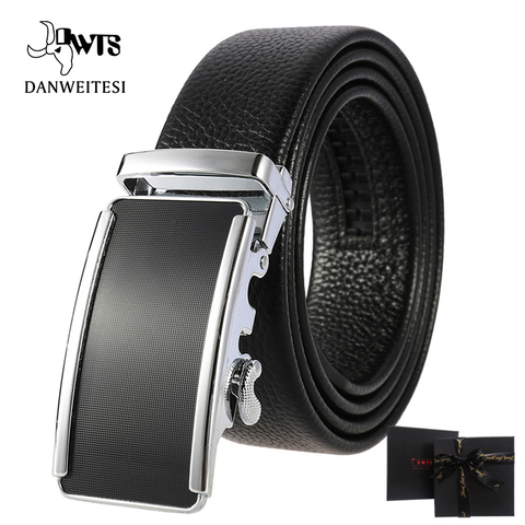 [DWTS] marque automatique boucle en cuir véritable ceinture hommes ceintures en cuir de vache ceintures pour hommes 3.5cm mode affaires ► Photo 1/6