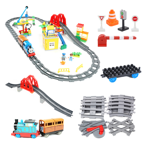 Blocs de construction de grande taille pour Transport ferroviaire, accessoires de voie créatifs, jouets à assembler pour enfants, briques compatibles avec ensemble de Train Duplos ► Photo 1/6