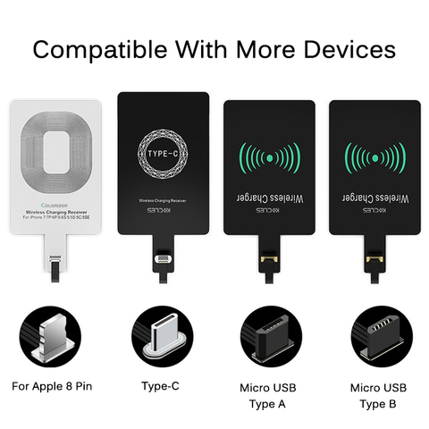 Qi – récepteur de charge sans fil pour iPhone 7 6s Plus 5s, Micro USB Type C universel, charge rapide, pour Samsung Huawei Xiaomi ► Photo 1/6