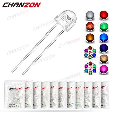 100 pièces 5mm LED Diode électroluminescente chapeau de paille Micro indicateur chaud blanc rouge vert bleu jaune Orange UV rose rvb clignotant 3V bricolage ampoule ► Photo 1/3